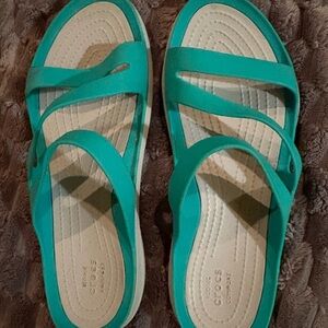 CROCS Turquoise Strappy Sandals